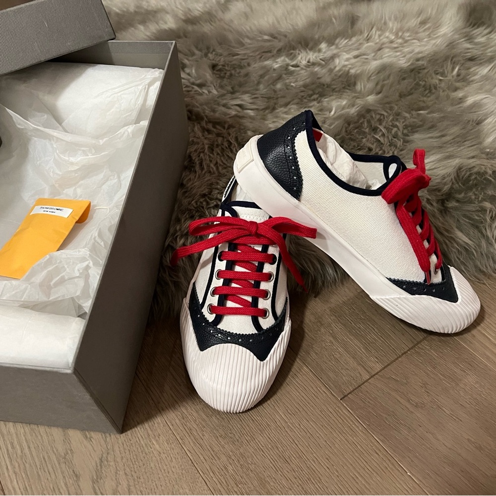 Thom Browne - Leather Trim Sneakers.
